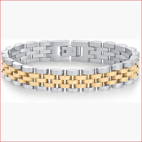 Jewelry - 14K Gold Plated Waterproof Watch Strap Chain Bracelet Chunky Link